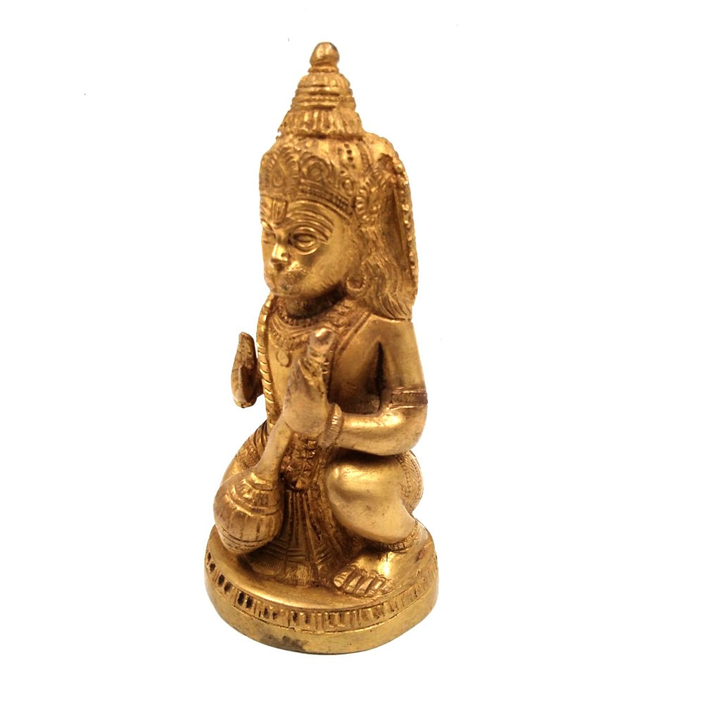Brass Hanumanji Sitting Idol L2.5" x W2.25" x H5.5"